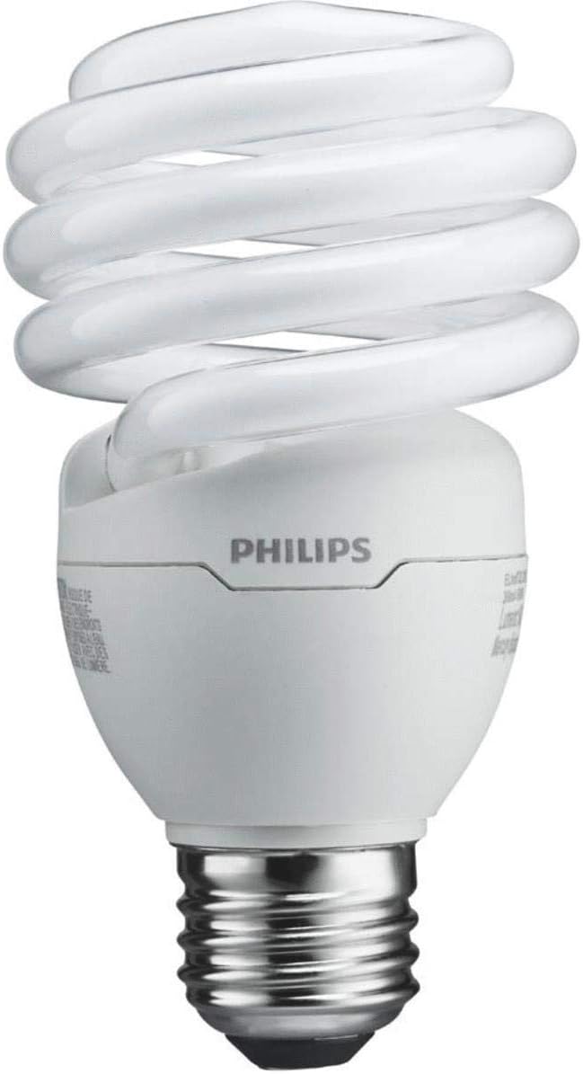 Philips 100-Watt Equivalent T2 Twister CFL Light Bulb, Daylight Deluxe, 4-Pack (23W, E26, 6500K)