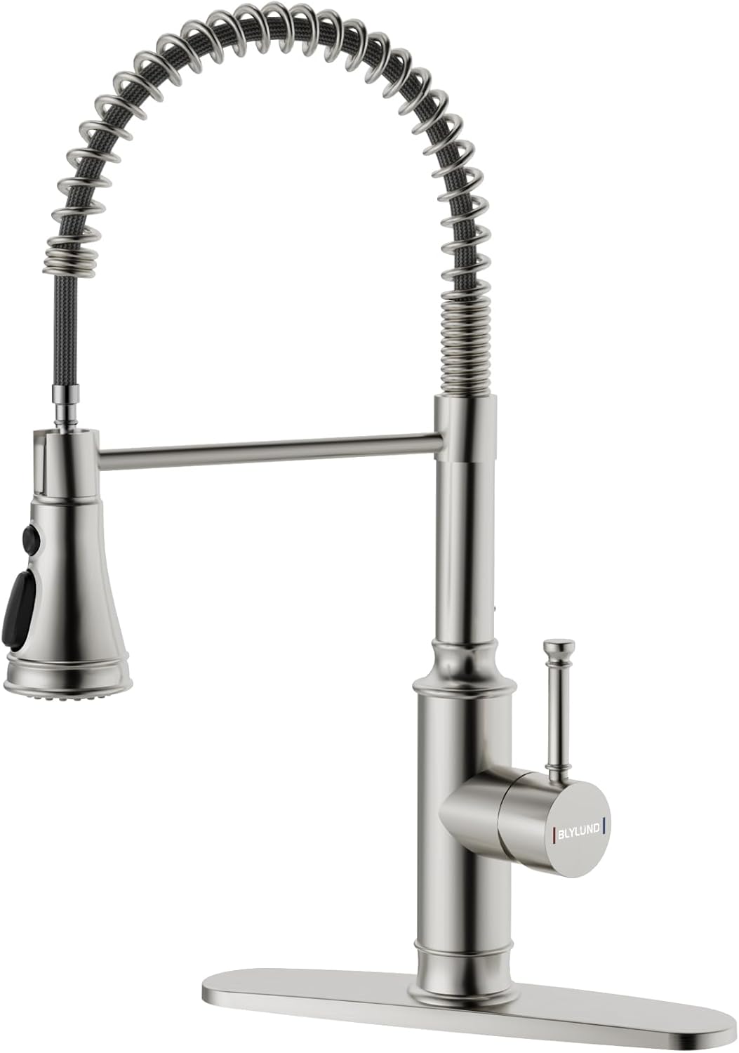 BLYLUND Commercial Kitchen Faucet with Pull Down Sprayer, Brushed Nickel