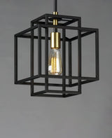 Maxim Lighting Liner 1-Light Small Pendant, Black/Satin Brass, 9.75 in Square