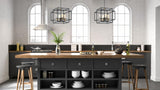 Maxim Lighting Liner Black/Satin Brass Transitional Square Pendant Light, 9.75 x 9.75 x 13 in