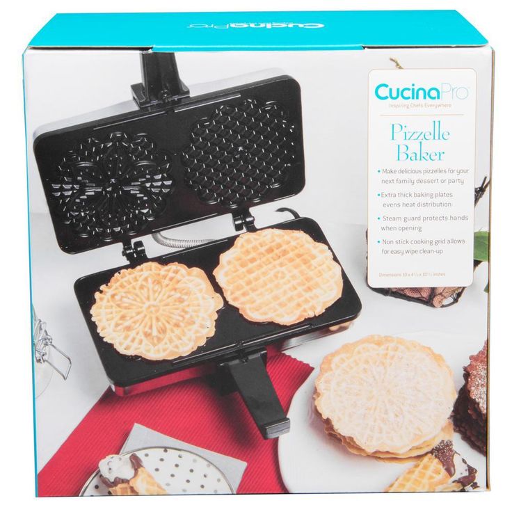 2-Slice Black Non-Stick Pizzelle Waffle Maker