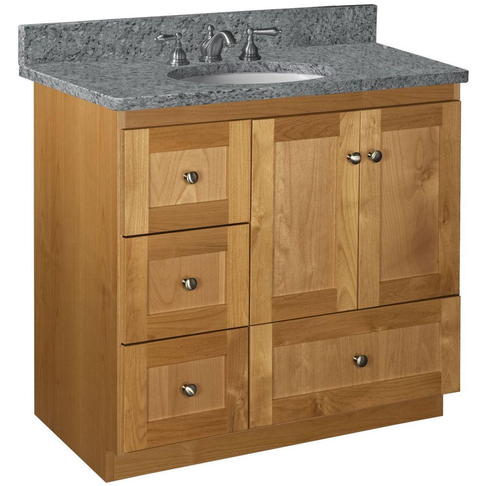 Shaker 30 in. W x 21 in. D x 34.5 in. H Vanity with Left Drawers Cabinet Only in Satin White - Super Arbor