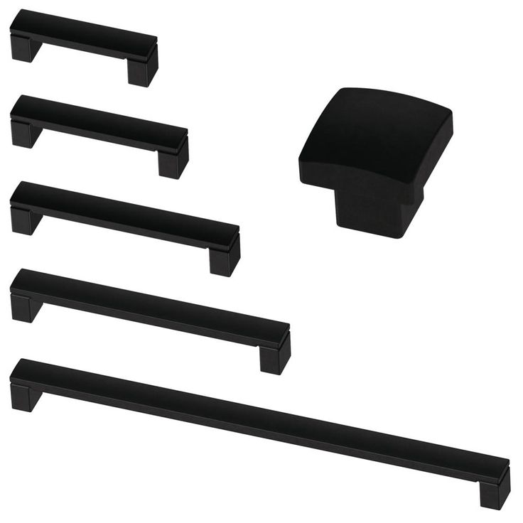 Simply Geometric 1-1/8 in. (28mm) Matte Black Square Cabinet Knob
