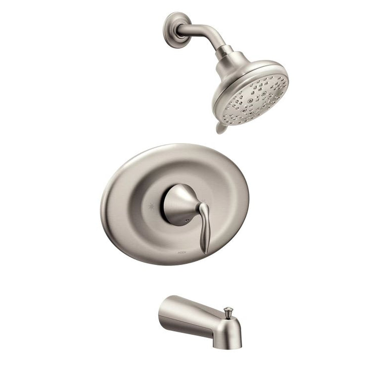 Eva Single-Handle 1-Spray Posi-Temp Tub and Shower Faucet with Eco-Performance in Brushed Nickel (Valve Included)