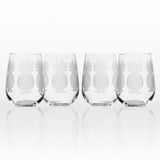 Pineapple 17 oz. Clear Stemless Wine Glass (Set of 4)
