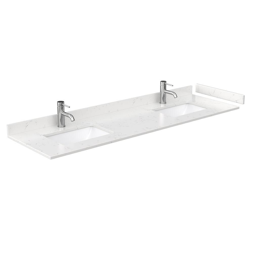 Beckett 72 in. W x 22 in. D Double Bath Vanity in Dark Gray with Cultured Marble Vanity Top in Carrara with White Basins - Super Arbor