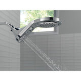 HydroRain Two-in-One 5-Spray 7.9 in. Double Wall Mount Fixed Shower Head in Chrome - Super Arbor