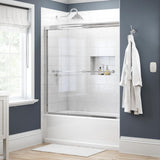 Crestfield 60 in. x 58-1/8 in. Semi-Frameless Traditional Sliding Bathtub Door in Bronze with Transition Glass - Super Arbor