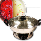 Shabu 7.75 in. Stainless Steel Electric Wok Mongolian Hot Pot with Broiler