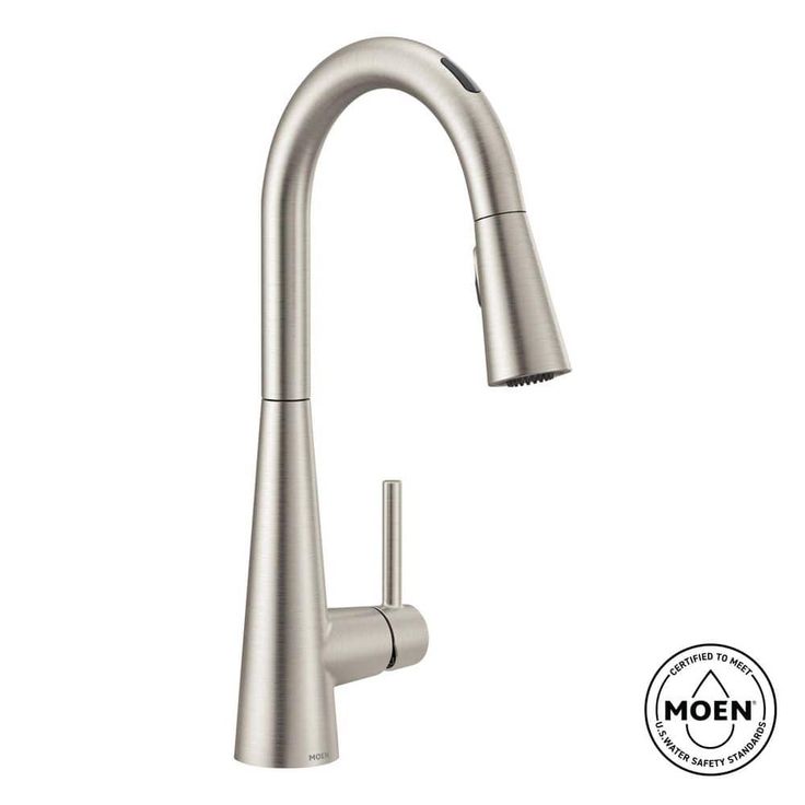 U by Moen Sleek Single-Handle Pull-Down Sprayer Smart Kitchen Faucet with Voice Control in Spot Resist Stainless