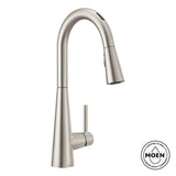 U by Moen Sleek Single-Handle Pull-Down Sprayer Smart Kitchen Faucet with Voice Control in Spot Resist Stainless