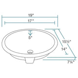 MR Direct Undermount Porcelain Bathroom Sink in White with Pop-Up Drain in Brushed Nickel