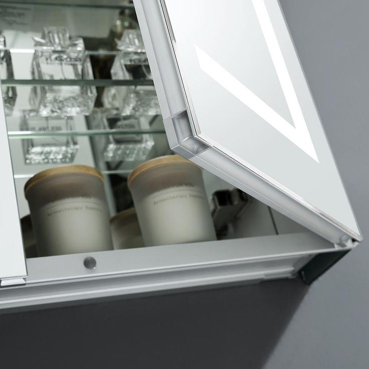 Spazio 30 in. W x 30 in. H Recessed or Surface Mount Medicine Cabinet with LED Lighting and Mirror Defogger