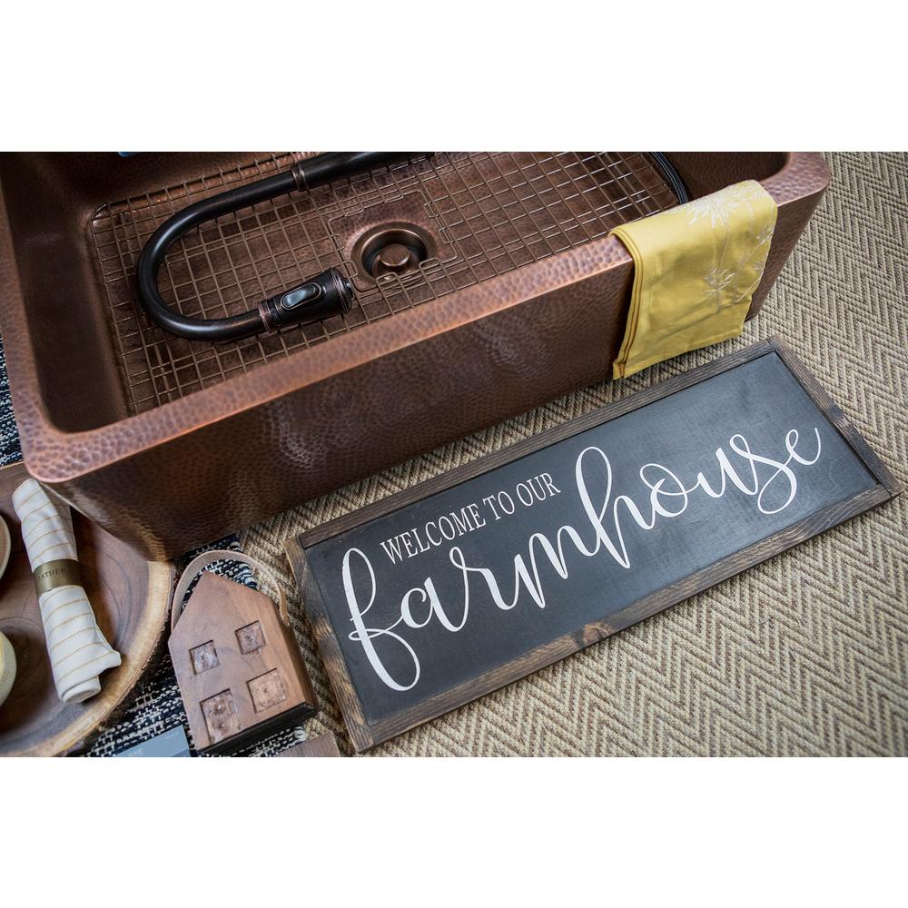Lange Farmhouse Apron Front Pure Copper Sink 32 in. Single Bowl Kitchen Sink in Antique Copper - Super Arbor