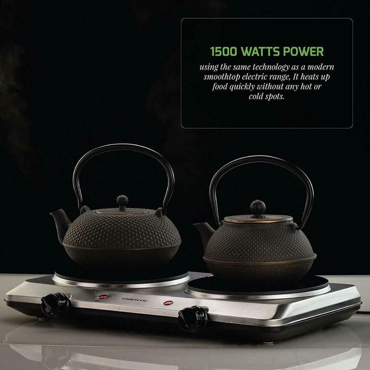 Double Burner 7.5 in. Silver Hot Plate with Temperature Control and Non-Slip Feet