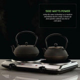 Double Burner 7.5 in. Silver Hot Plate with Temperature Control and Non-Slip Feet