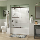 Simplicity 60 x 58-3/4 in. Frameless Contemporary Sliding Bathtub Door in Bronze with Rain Glass - Super Arbor