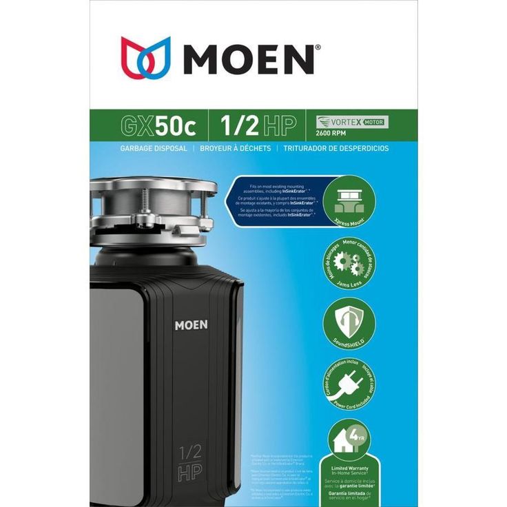 Moen GX 1/2-HP Continuous Feed Noise Insulation Garbage Disposal