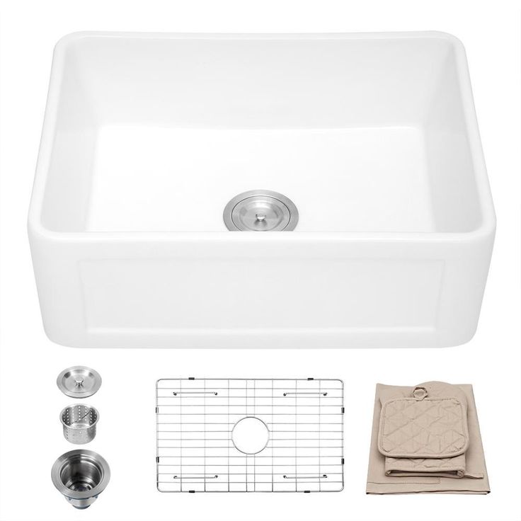 Fireclay 24 in. Single Bowl Farmhouse/ Apron-Front Porcelain Ceramic Kitchen Sink in White