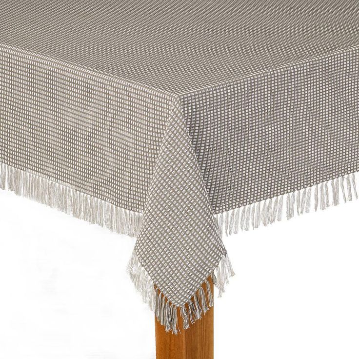 Homespun Fringed 60 in. x 102 in. Red 100% Cotton Tablecloth