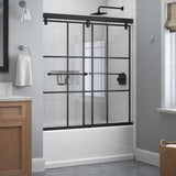 Everly 60 in. x 59-1/4 in. Mod Semi-Frameless Sliding Bathtub Door in Bronze and 1/4 in. (6mm) Niebla Glass - Super Arbor