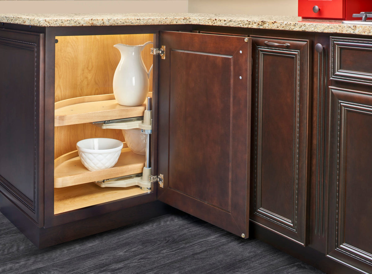 Rev-A-Shelf 32 in Natural Wood Two-Tier Half-Moon Lazy Susan