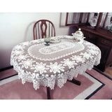 Rose Oval Off-White Polyester Tablecloth