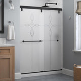 Lyndall 60 in. x 71-1/2 in. Frameless Mod Soft-Close Sliding Shower Door in Matte Black with 1/4 in. (6 mm) Clear Glass - Super Arbor