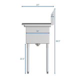 Freestanding Stainless Steel 43 in. 2-Hole Double Bowl Commercial Kitchen Sink