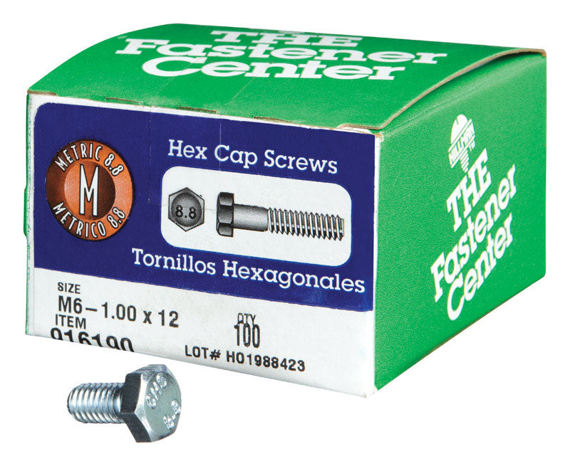 Hillman M6-1.00 mm x 12 mm Heat-Treated Steel Hex Head Cap Screw, 100-Pack