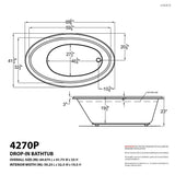 Topaz Diamond Series 70 in. Oval Drop-in Whirlpool and Air Bath Tub in White - Super Arbor