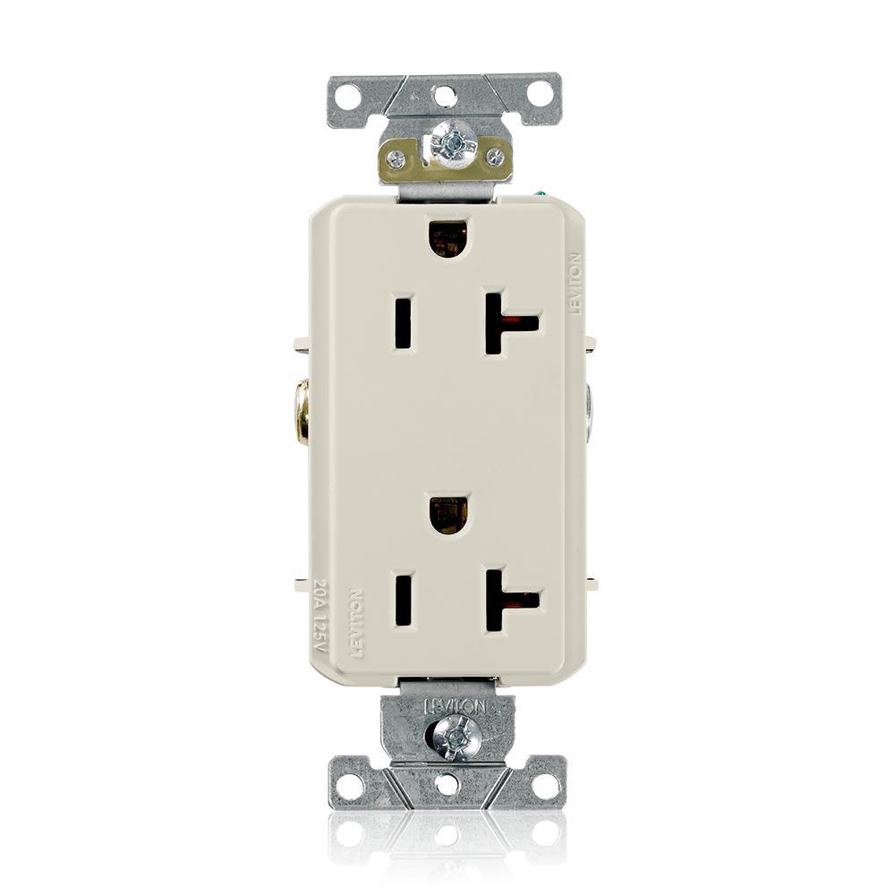 Decora Plus 20 Amp Industrial Grade Duplex Outlet, White - Super Arbor