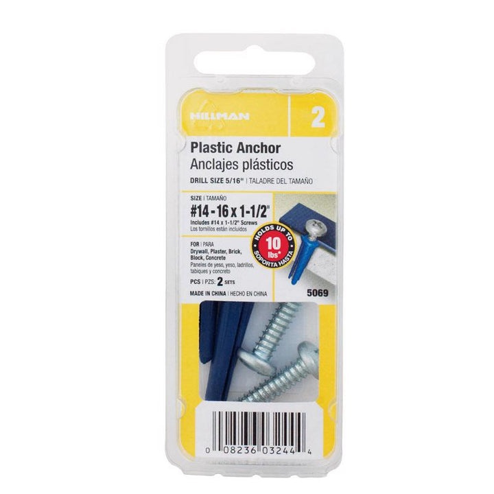 Hillman 5063 Plastic Anchor with Zinc Screw 14" to 16"