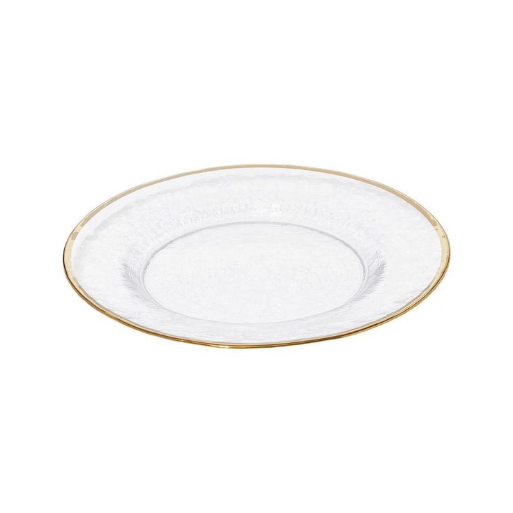 Metallic Gold Rim Glass Clear Dinner Plate (Set of 4)