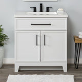 Style Selections Potter 30-in White Single Sink Bathroom Vanity with White Cultured Marble Top