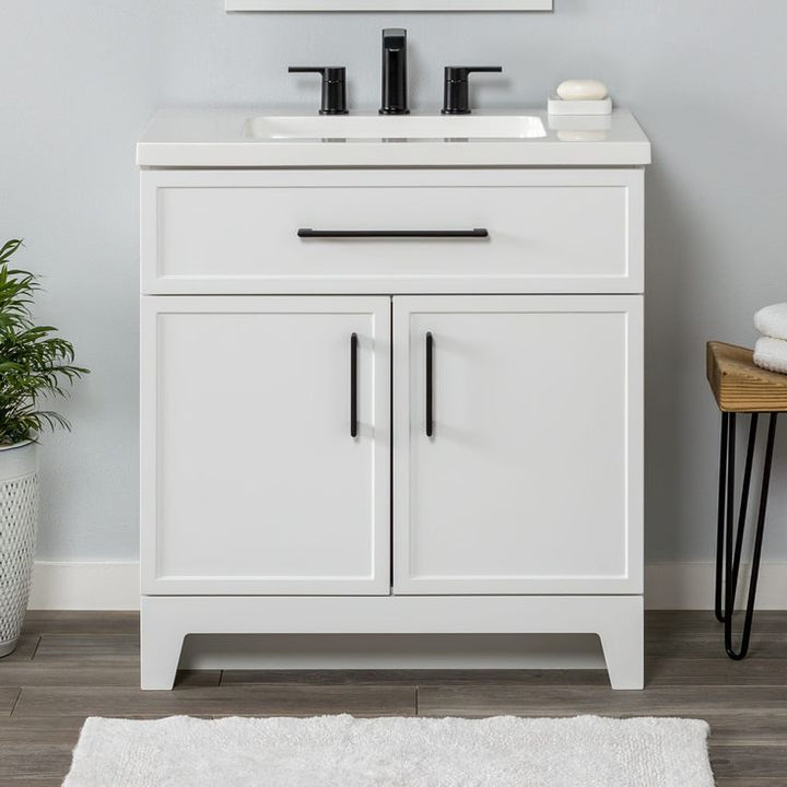 Style Selections Potter 30-in White Single Sink Bathroom Vanity with White Cultured Marble Top