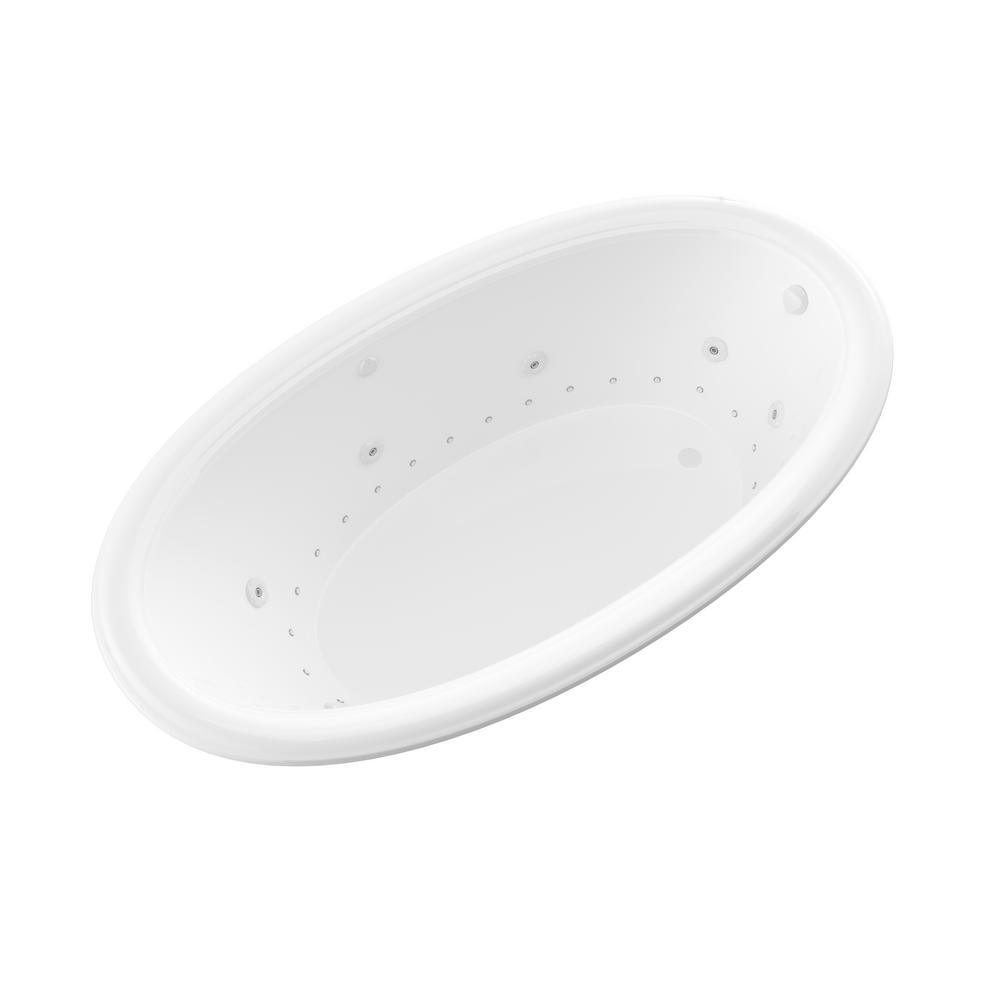 Topaz Diamond Series 70 in. Oval Drop-in Whirlpool and Air Bath Tub in White - Super Arbor