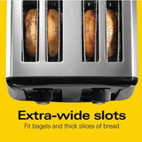 4-Slice Black Wide Slot Toaster