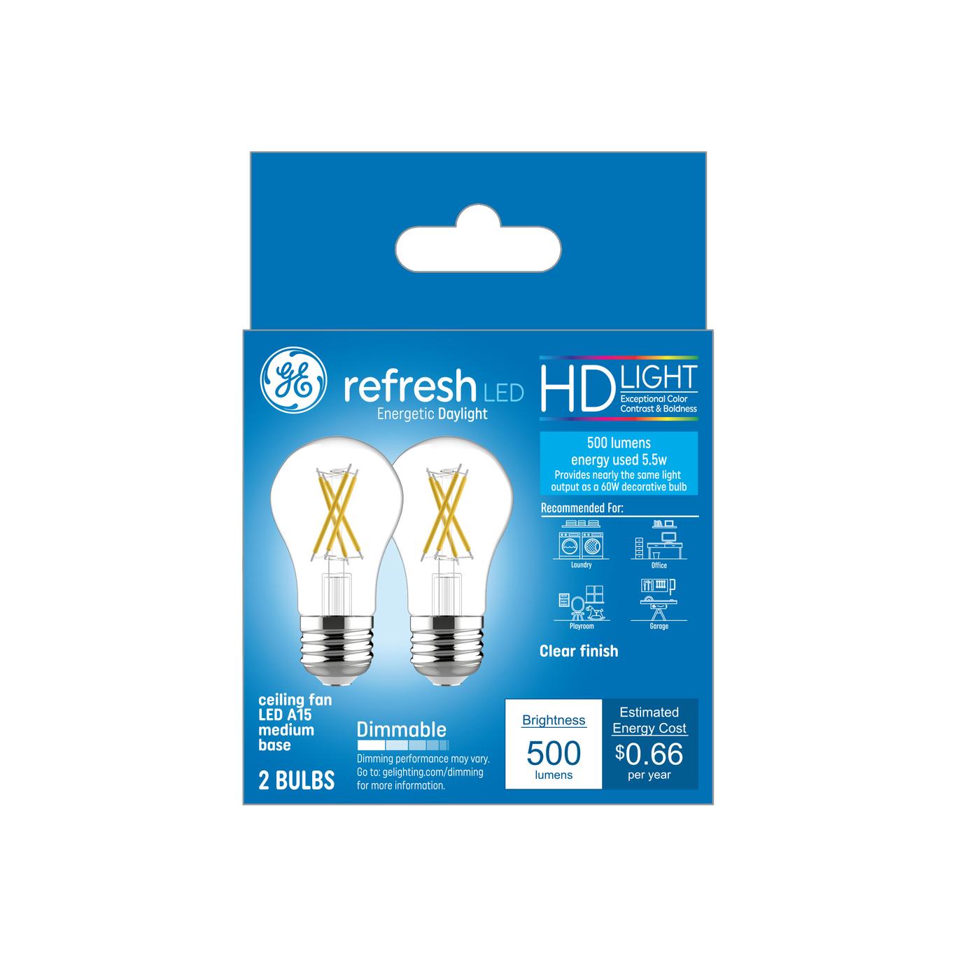 GE Refresh 60-Watt EQ A15 Daylight Dimmable LED Light Bulb (2-Pack)