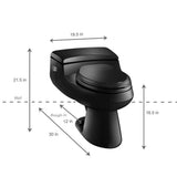 San Raphael Comfort Height 1-piece 1 GPF Single Flush Elongated Toilet in Black, Seat Included - Super Arbor