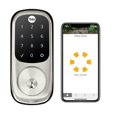 Assure Lock Satin Nickel Wi-Fi and Bluetooth Touchscreen Single Cylinder Deadbolt - Super Arbor