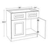 Home Decorators Collection Grayson 36 in. W x 24 in. D x 34.5 in. H Assembled Plywood Sink Base Kitchen Cabinet in Mythic Blue with Soft Close