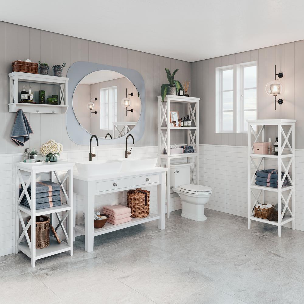 X-Frame 18.11 in. W Bathroom Towel Tower in White - Super Arbor