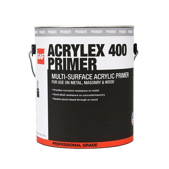 GAF Acrylex 400 Multi-Surface Acrylic Primer, White, 1 Gallon Can