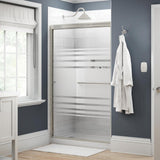 Simplicity 48 in. x 70 in. Semi-Frameless Traditional Sliding Shower Door in Bronze with Niebla Glass - Super Arbor