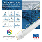Viribright 4 ft. 40-Watt Equivalent Ballast Bypass Daylight White (5000K) Linear Single End Power T8 LED Tube Light Bulb (12-Pack)