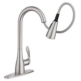 Moen Georgene Spot Resist Stainless 1-Handle Deck Mount Pull-Down Handle/Lever Commercial/Residential Kitchen Faucet (Deck Plate Included)