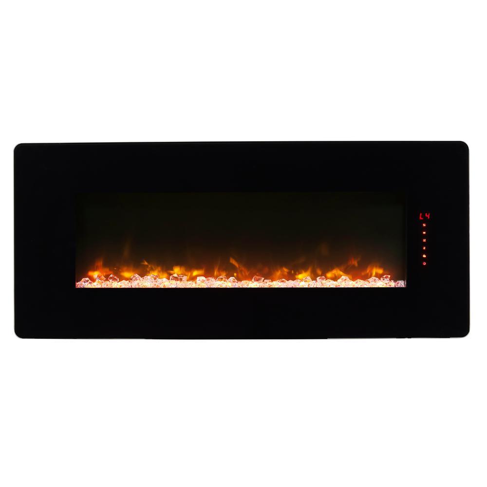 Winslow 42 in. Wall-Mount/Tabletop Linear Electric Fireplace in Black - Super Arbor