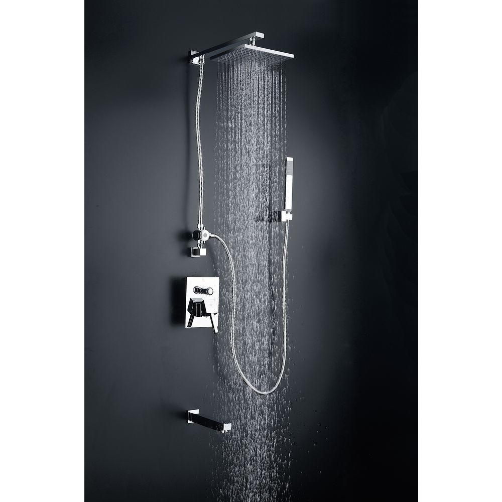 Byne 1-Handle 1-Spray Tub and Shower Faucet with Sprayer Wand in Polished Chrome (Valve Included) - Super Arbor
