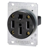 50 Amp Flush Mount Shallow Single Outlet, Black